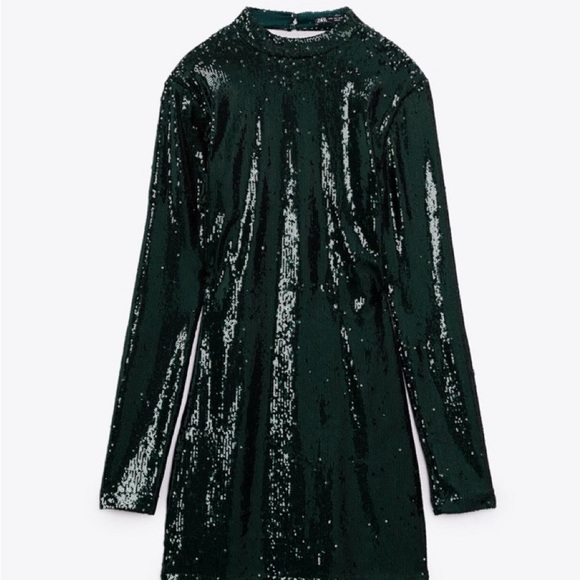 zara green sequin mini dress Zara teal/ green sequin mini dress with tie back